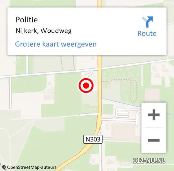 Locatie op kaart van de 112 melding: Politie Nijkerk, Woudweg op 8 januari 2023 01:52