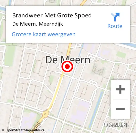 Locatie op kaart van de 112 melding: Brandweer Met Grote Spoed Naar De Meern, Meerndijk op 8 januari 2023 02:01