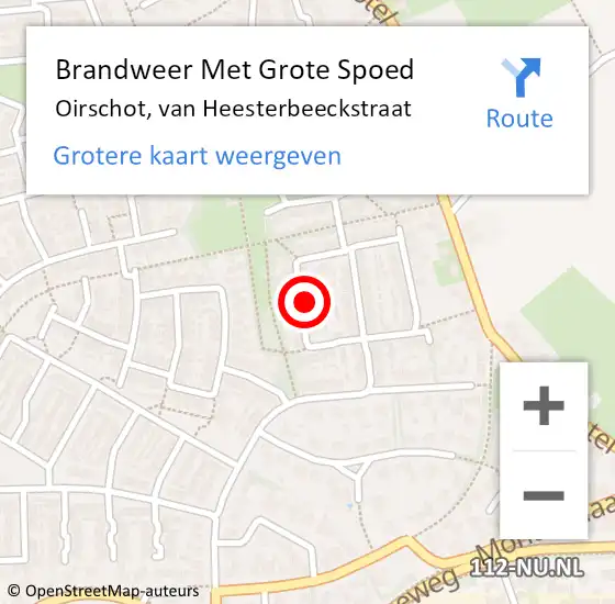 Locatie op kaart van de 112 melding: Brandweer Met Grote Spoed Naar Oirschot, van Heesterbeeckstraat op 8 januari 2023 02:02