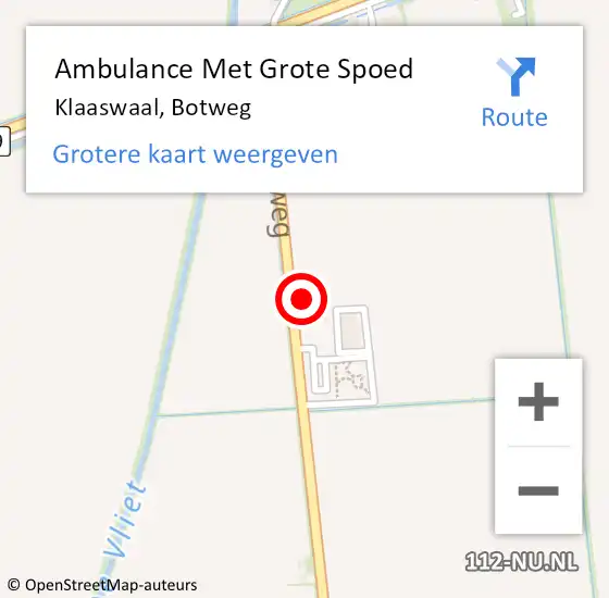 Locatie op kaart van de 112 melding: Ambulance Met Grote Spoed Naar Klaaswaal, Botweg op 8 januari 2023 02:35