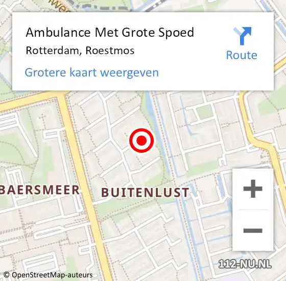 Locatie op kaart van de 112 melding: Ambulance Met Grote Spoed Naar Rotterdam, Roestmos op 8 januari 2023 03:15