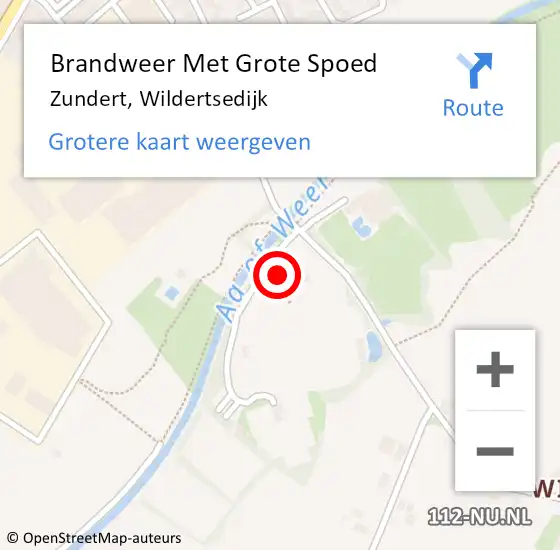 Locatie op kaart van de 112 melding: Brandweer Met Grote Spoed Naar Zundert, Wildertsedijk op 8 januari 2023 04:37