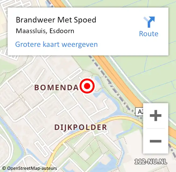 Locatie op kaart van de 112 melding: Brandweer Met Spoed Naar Maassluis, Esdoorn op 8 januari 2023 04:40