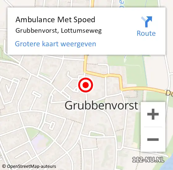 Locatie op kaart van de 112 melding: Ambulance Met Spoed Naar Grubbenvorst, Lottumseweg op 11 augustus 2014 13:34