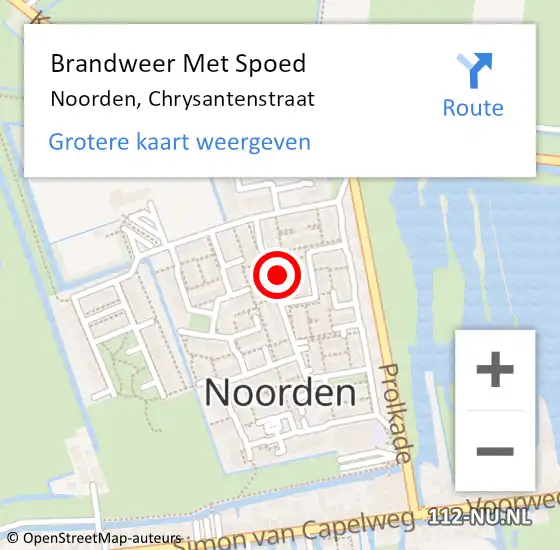 Locatie op kaart van de 112 melding: Brandweer Met Spoed Naar Noorden, Chrysantenstraat op 8 januari 2023 04:49