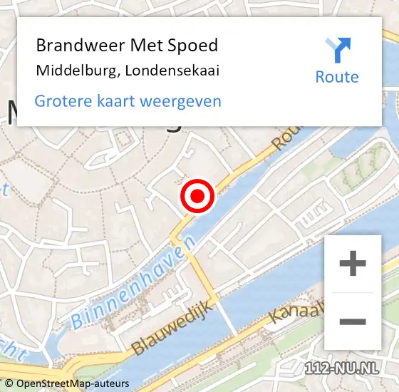 Locatie op kaart van de 112 melding: Brandweer Met Spoed Naar Middelburg, Londensekaai op 8 januari 2023 06:49