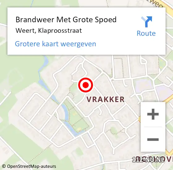 Locatie op kaart van de 112 melding: Brandweer Met Grote Spoed Naar Weert, Klaproosstraat op 8 januari 2023 07:49