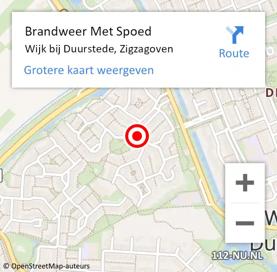 Locatie op kaart van de 112 melding: Brandweer Met Spoed Naar Wijk bij Duurstede, Zigzagoven op 8 januari 2023 07:50