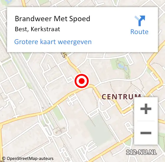 Locatie op kaart van de 112 melding: Brandweer Met Spoed Naar Best, Kerkstraat op 8 januari 2023 09:23