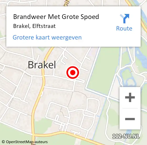 Locatie op kaart van de 112 melding: Brandweer Met Grote Spoed Naar Brakel, Elftstraat op 8 januari 2023 09:48