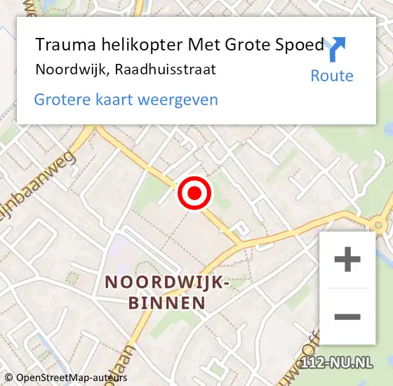 Locatie op kaart van de 112 melding: Trauma helikopter Met Grote Spoed Naar Noordwijk, Raadhuisstraat op 8 januari 2023 09:52