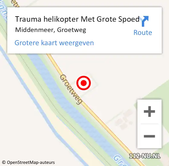 Locatie op kaart van de 112 melding: Trauma helikopter Met Grote Spoed Naar Middenmeer, Groetweg op 8 januari 2023 10:12