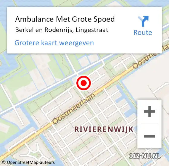 Locatie op kaart van de 112 melding: Ambulance Met Grote Spoed Naar Berkel en Rodenrijs, Lingestraat op 8 januari 2023 10:24