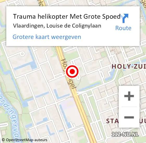 Locatie op kaart van de 112 melding: Trauma helikopter Met Grote Spoed Naar Vlaardingen, Louise de Colignylaan op 8 januari 2023 10:37