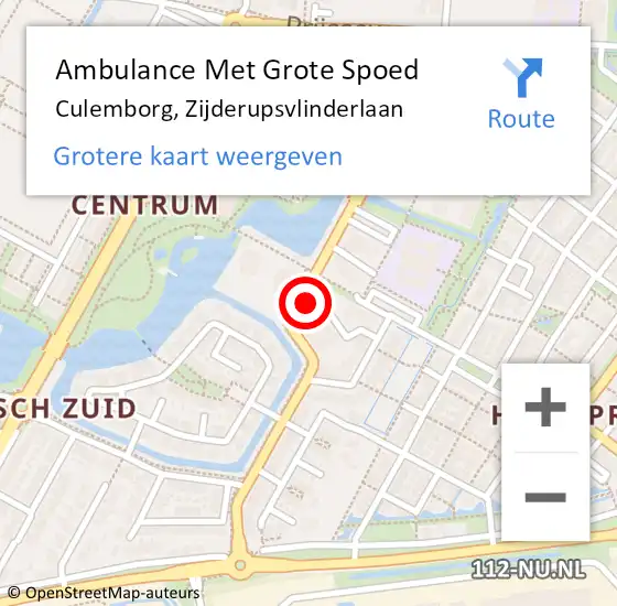 Locatie op kaart van de 112 melding: Ambulance Met Grote Spoed Naar Culemborg, Zijderupsvlinderlaan op 8 januari 2023 10:44