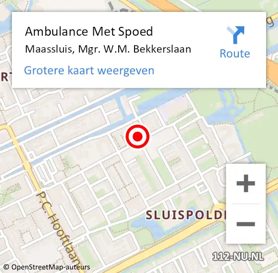 Locatie op kaart van de 112 melding: Ambulance Met Spoed Naar Maassluis, Mgr. W.M. Bekkerslaan op 8 januari 2023 10:54