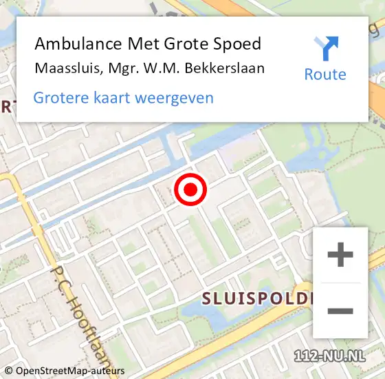 Locatie op kaart van de 112 melding: Ambulance Met Grote Spoed Naar Maassluis, Mgr. W.M. Bekkerslaan op 8 januari 2023 11:00