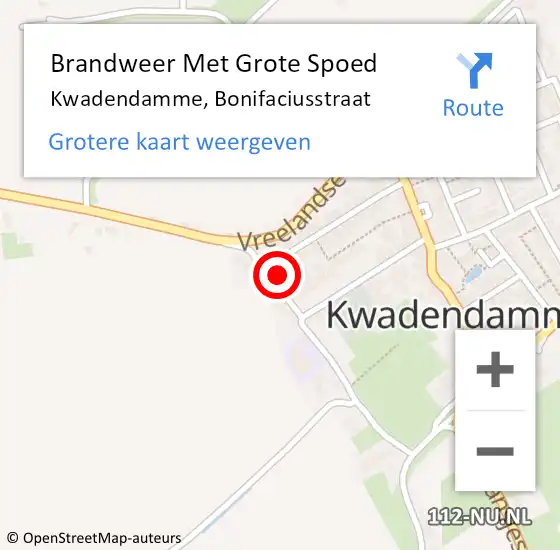 Locatie op kaart van de 112 melding: Brandweer Met Grote Spoed Naar Kwadendamme, Bonifaciusstraat op 8 januari 2023 11:00