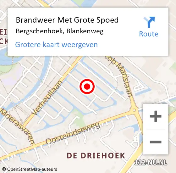 Locatie op kaart van de 112 melding: Brandweer Met Grote Spoed Naar Bergschenhoek, Blankenweg op 8 januari 2023 11:36