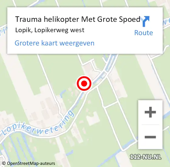 Locatie op kaart van de 112 melding: Trauma helikopter Met Grote Spoed Naar Lopik, Lopikerweg west op 8 januari 2023 11:57