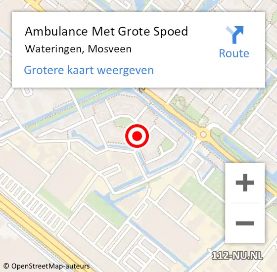 Locatie op kaart van de 112 melding: Ambulance Met Grote Spoed Naar Wateringen, Mosveen op 8 januari 2023 12:01