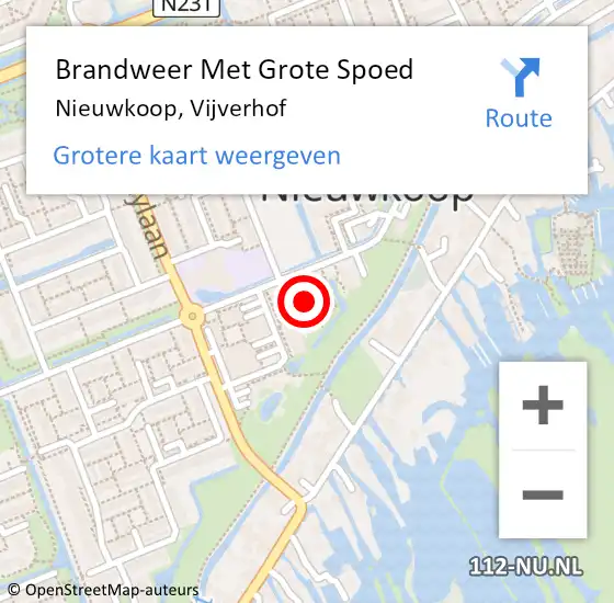 Locatie op kaart van de 112 melding: Brandweer Met Grote Spoed Naar Nieuwkoop, Vijverhof op 8 januari 2023 12:20