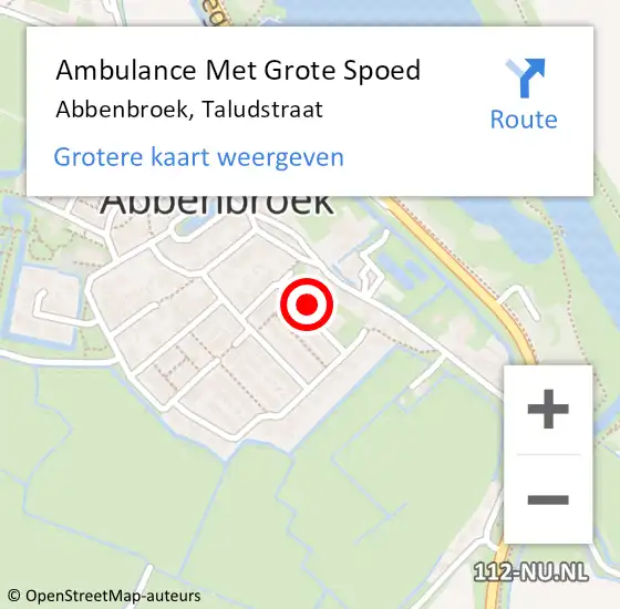 Locatie op kaart van de 112 melding: Ambulance Met Grote Spoed Naar Abbenbroek, Taludstraat op 8 januari 2023 12:29