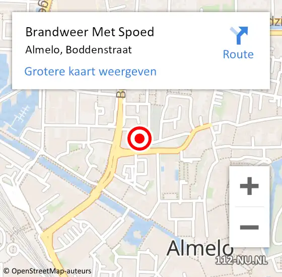 Locatie op kaart van de 112 melding: Brandweer Met Spoed Naar Almelo, Boddenstraat op 8 januari 2023 12:36