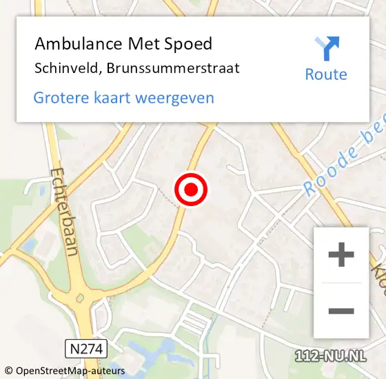 Locatie op kaart van de 112 melding: Ambulance Met Spoed Naar Schinveld, Brunssummerstraat op 11 augustus 2014 14:00