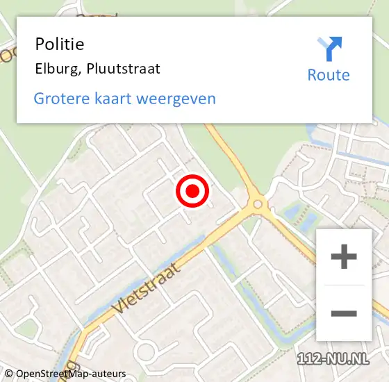 Locatie op kaart van de 112 melding: Politie Elburg, Pluutstraat op 8 januari 2023 13:08