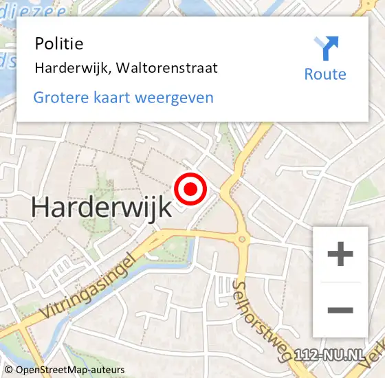 Locatie op kaart van de 112 melding: Politie Harderwijk, Waltorenstraat op 8 januari 2023 13:09