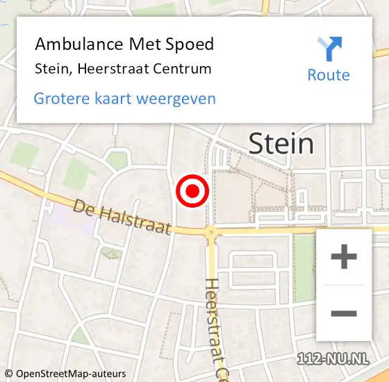 Locatie op kaart van de 112 melding: Ambulance Met Spoed Naar Stein, Heerstraat Centrum op 8 januari 2023 13:23