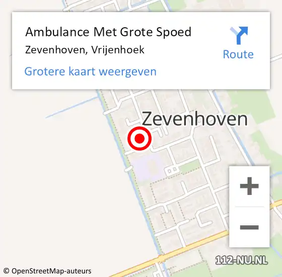 Locatie op kaart van de 112 melding: Ambulance Met Grote Spoed Naar Zevenhoven, Vrijenhoek op 8 januari 2023 14:09