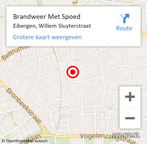 Locatie op kaart van de 112 melding: Brandweer Met Spoed Naar Eibergen, Willem Sluyterstraat op 8 januari 2023 14:11