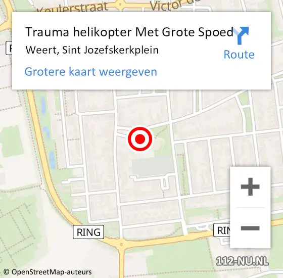 Locatie op kaart van de 112 melding: Trauma helikopter Met Grote Spoed Naar Weert, Sint Jozefskerkplein op 8 januari 2023 14:18