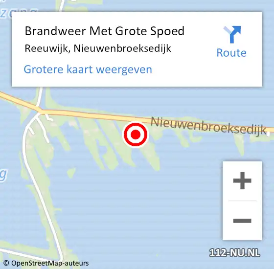 Locatie op kaart van de 112 melding: Brandweer Met Grote Spoed Naar Reeuwijk, Nieuwenbroeksedijk op 8 januari 2023 14:18