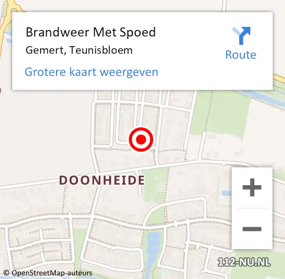 Locatie op kaart van de 112 melding: Brandweer Met Spoed Naar Gemert, Teunisbloem op 8 januari 2023 14:34