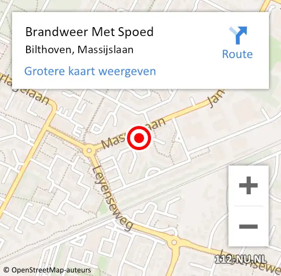 Locatie op kaart van de 112 melding: Brandweer Met Spoed Naar Bilthoven, Massijslaan op 8 januari 2023 15:10