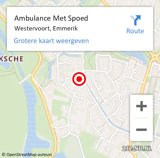 Locatie op kaart van de 112 melding: Ambulance Met Spoed Naar Westervoort, Emmerik op 8 januari 2023 15:16