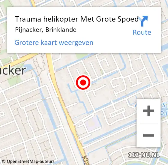 Locatie op kaart van de 112 melding: Trauma helikopter Met Grote Spoed Naar Pijnacker, Brinklande op 8 januari 2023 15:26