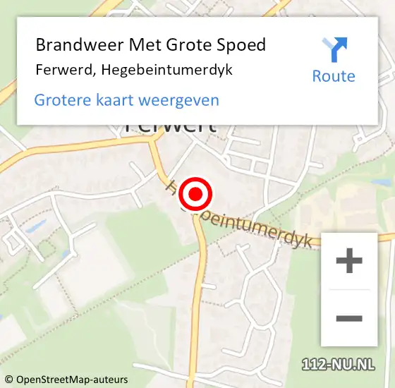 Locatie op kaart van de 112 melding: Brandweer Met Grote Spoed Naar Ferwerd, Hegebeintumerdyk op 8 januari 2023 15:41