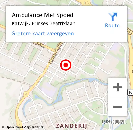 Locatie op kaart van de 112 melding: Ambulance Met Spoed Naar Katwijk, Prinses Beatrixlaan op 8 januari 2023 15:41