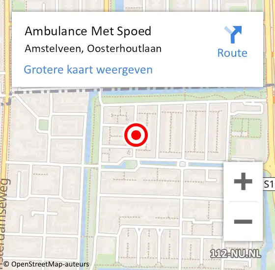 Locatie op kaart van de 112 melding: Ambulance Met Spoed Naar Amstelveen, Oosterhoutlaan op 8 januari 2023 15:49