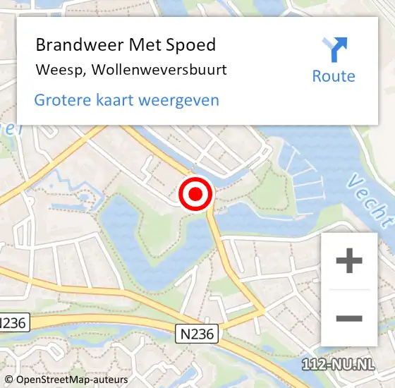 Locatie op kaart van de 112 melding: Brandweer Met Spoed Naar Weesp, Wollenweversbuurt op 8 januari 2023 16:10