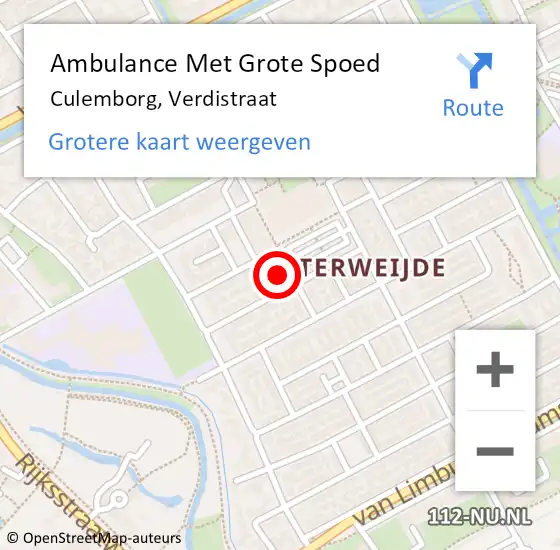 Locatie op kaart van de 112 melding: Ambulance Met Grote Spoed Naar Culemborg, Verdistraat op 8 januari 2023 16:35