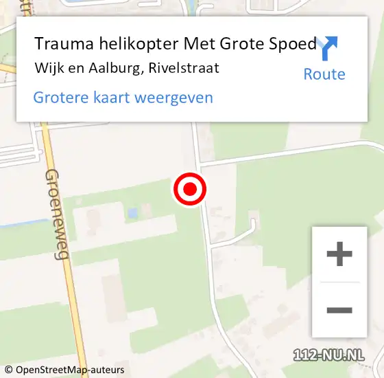Locatie op kaart van de 112 melding: Trauma helikopter Met Grote Spoed Naar Wijk en Aalburg, Rivelstraat op 8 januari 2023 16:53