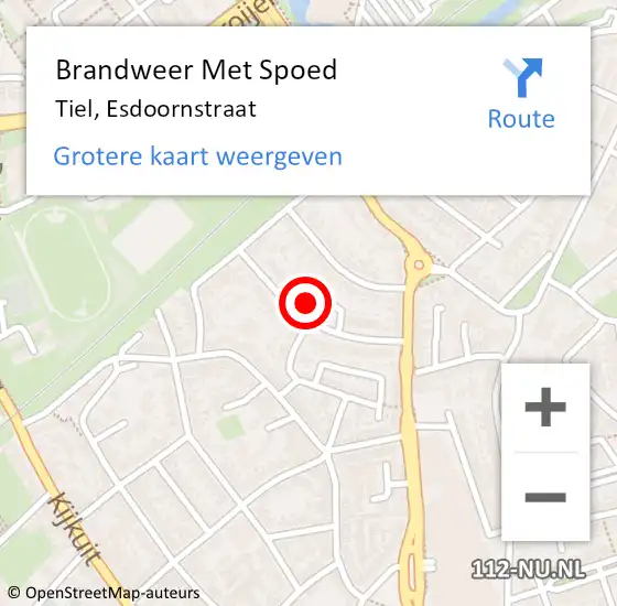 Locatie op kaart van de 112 melding: Brandweer Met Spoed Naar Tiel, Esdoornstraat op 8 januari 2023 17:00