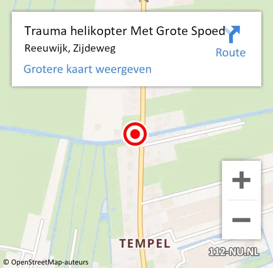 Locatie op kaart van de 112 melding: Trauma helikopter Met Grote Spoed Naar Reeuwijk, Zijdeweg op 8 januari 2023 17:14