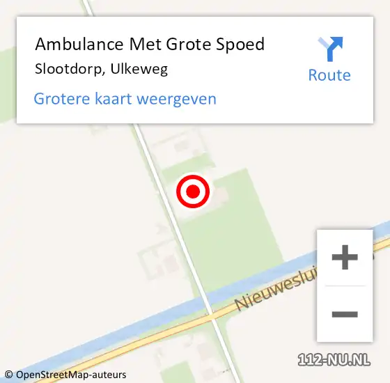 Locatie op kaart van de 112 melding: Ambulance Met Grote Spoed Naar Slootdorp, Ulkeweg op 8 januari 2023 17:56
