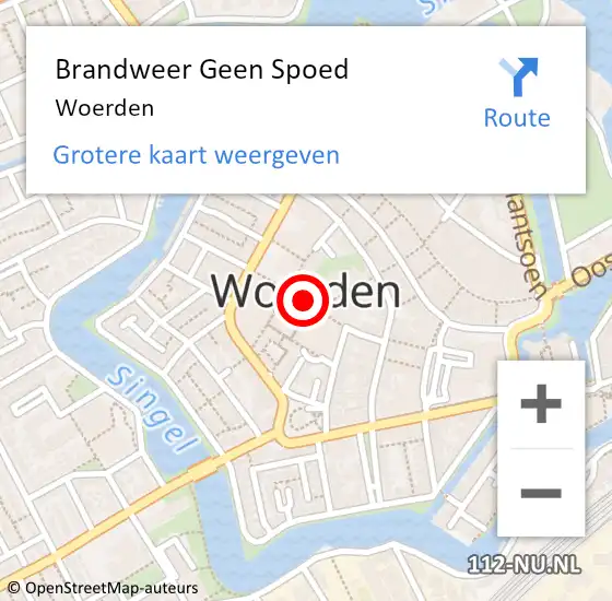 Locatie op kaart van de 112 melding: Brandweer Geen Spoed Naar Woerden op 8 januari 2023 18:08